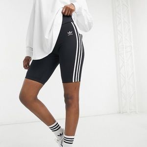 NWT: Adidas size Small black adicolor high-waisted three-stripe legging shorts